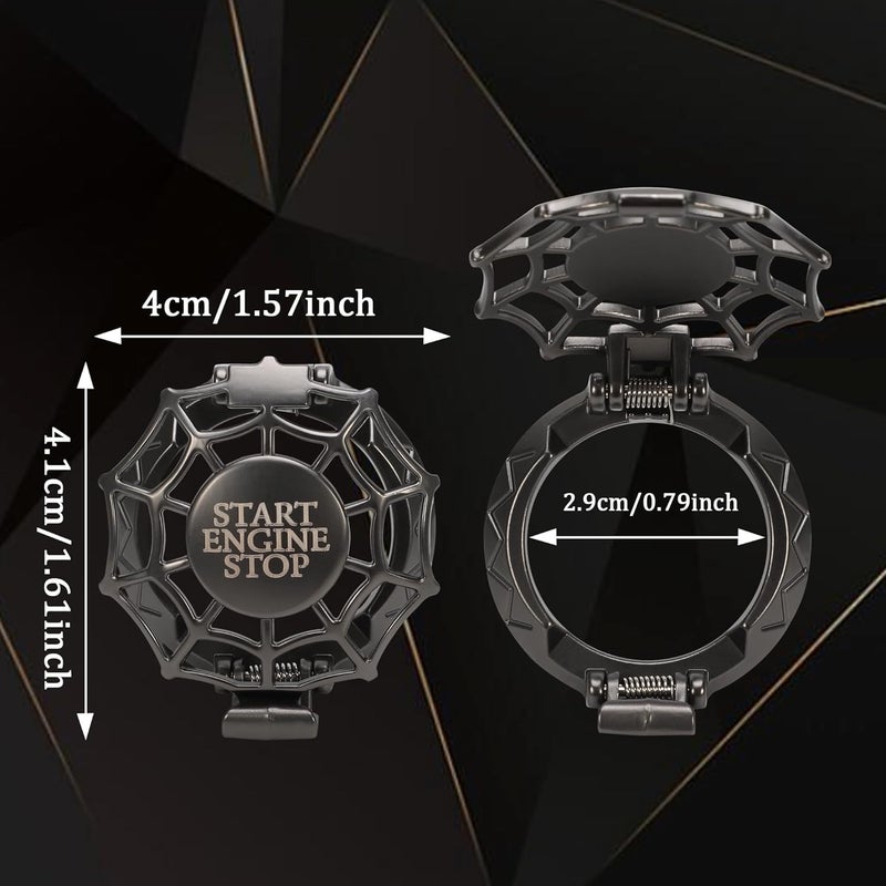 TOMALL Car Push Start Button Cover Universal for Car Motorcycle Press Engine Start Stop Button Cap Trim Anti-Scratch Engine Ignition Ring Protective Cover Universal for Car Accessories (Black) - Image 2